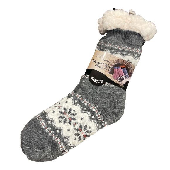 TWO (2) PAIRS MIRABEAU SUPER SOFT THERMAL KNIT SLIPPER SOCKS New - Picture 4 of 5